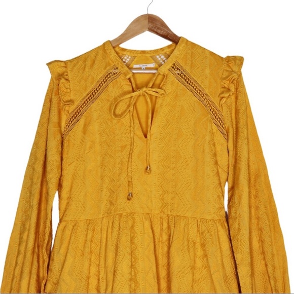 Tularosa Revolve Lisa Blouson Sleeve Embroidered Ruffle Dress Small - Picture 3 of 7